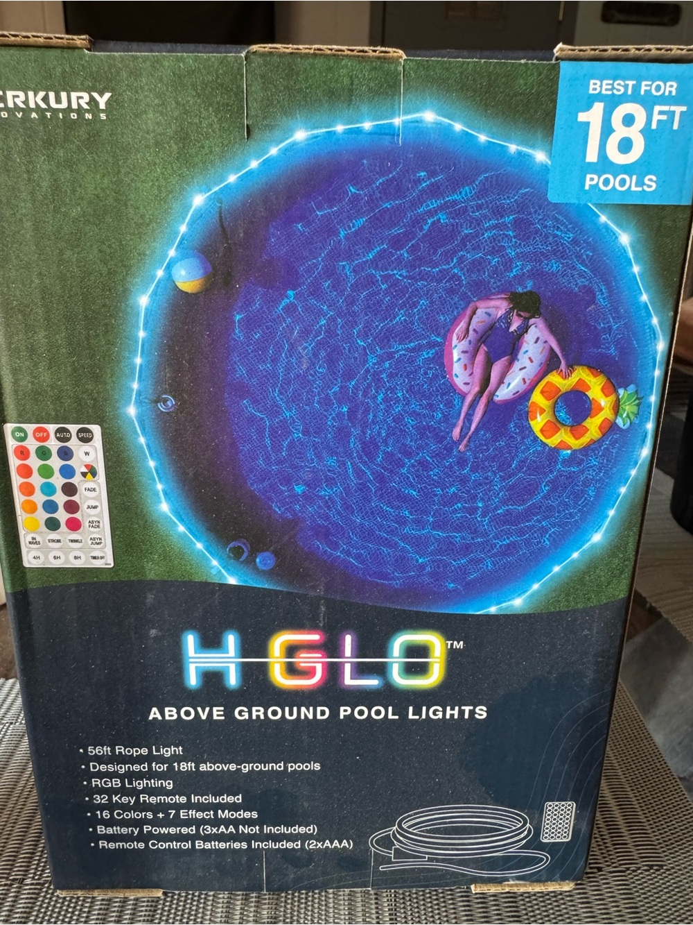 GLO jAbove-Ground Pool Rope Lights — Blue Accent